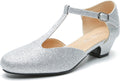 Women's T-Strap Chunky Heel Mary Jane Pumps - Low 1.57in Heel