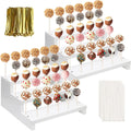 2Pcs Wood Cake Pop Display Stand 3 Tier Lollipop Holder - Clean White