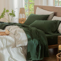 MooMee Bedding Sheet Set Full - 100% Washed Cotton, Linen Look