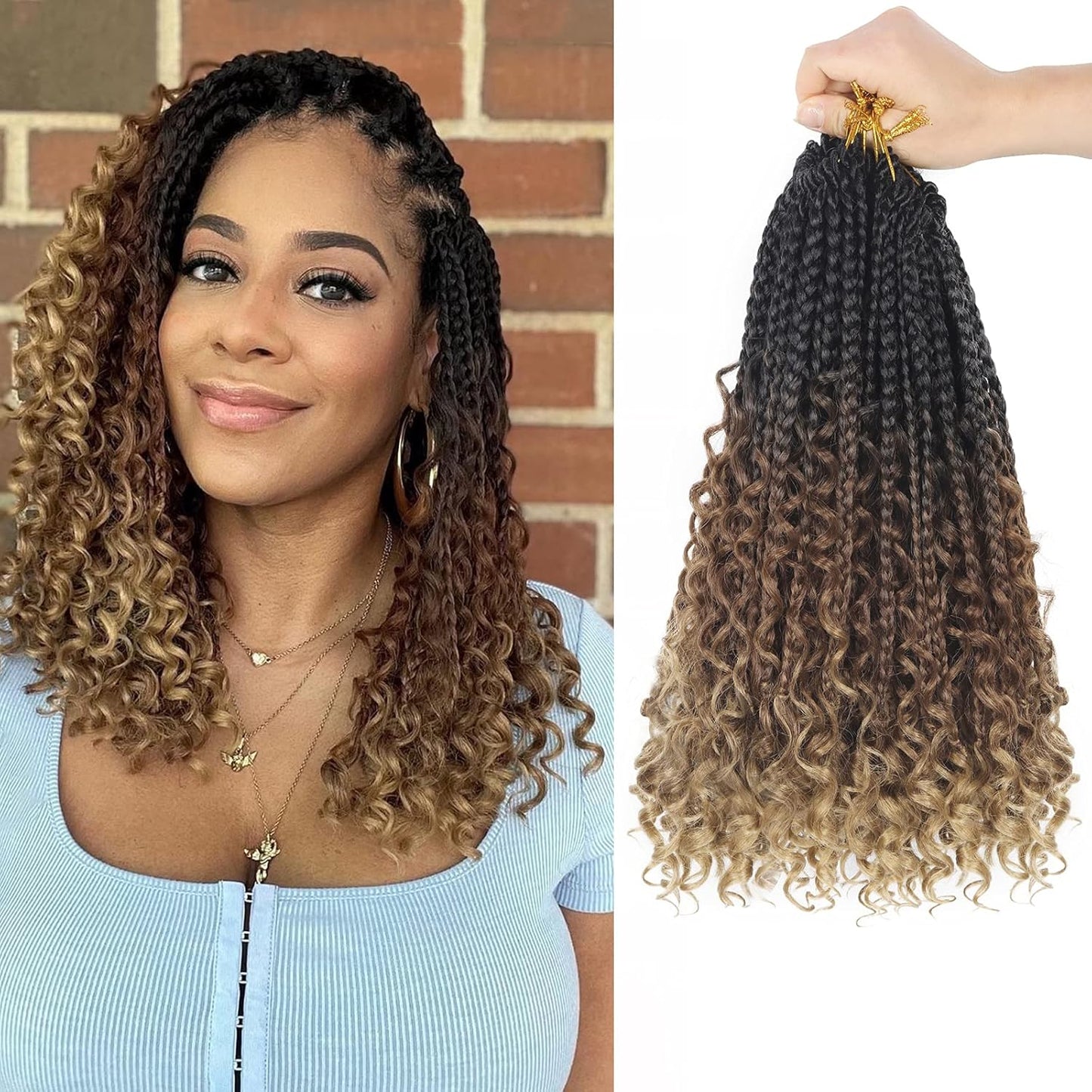Goddess Box Braids Crochet Hair With Curly Ends for Women