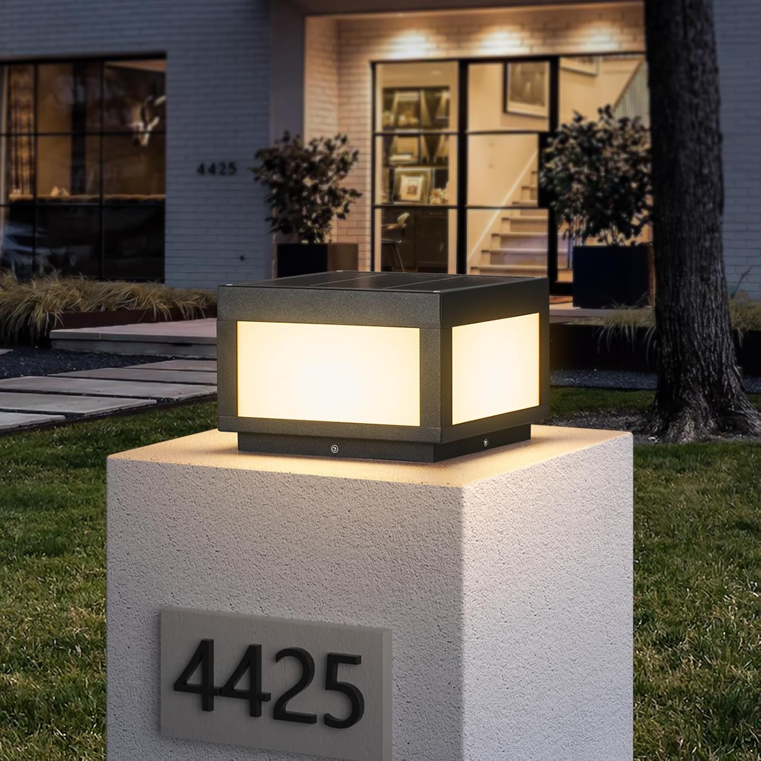 Solar Post Light for Outdoor Use - Stylish 3000K Warm Glow