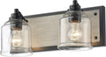 15.75 in Large Farmhouse Bathroom Vanity Light - Rustic 2-Light Bubble