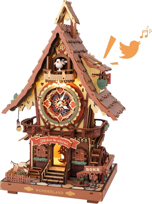 ROKR 3D Wooden Puzzles Cuckoo Clock Model Kit for Adults