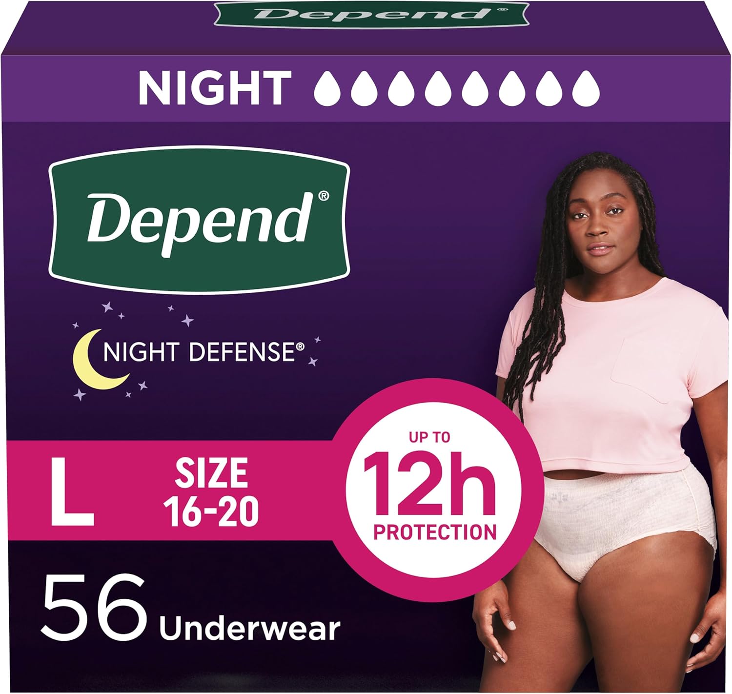 Depend Night Defense Adult Diapers for Overnight Protection
