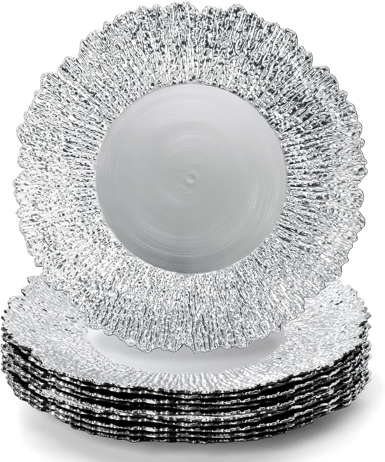 12-Pack Shiny Silver Charger Plates: Elegant Dining Essential