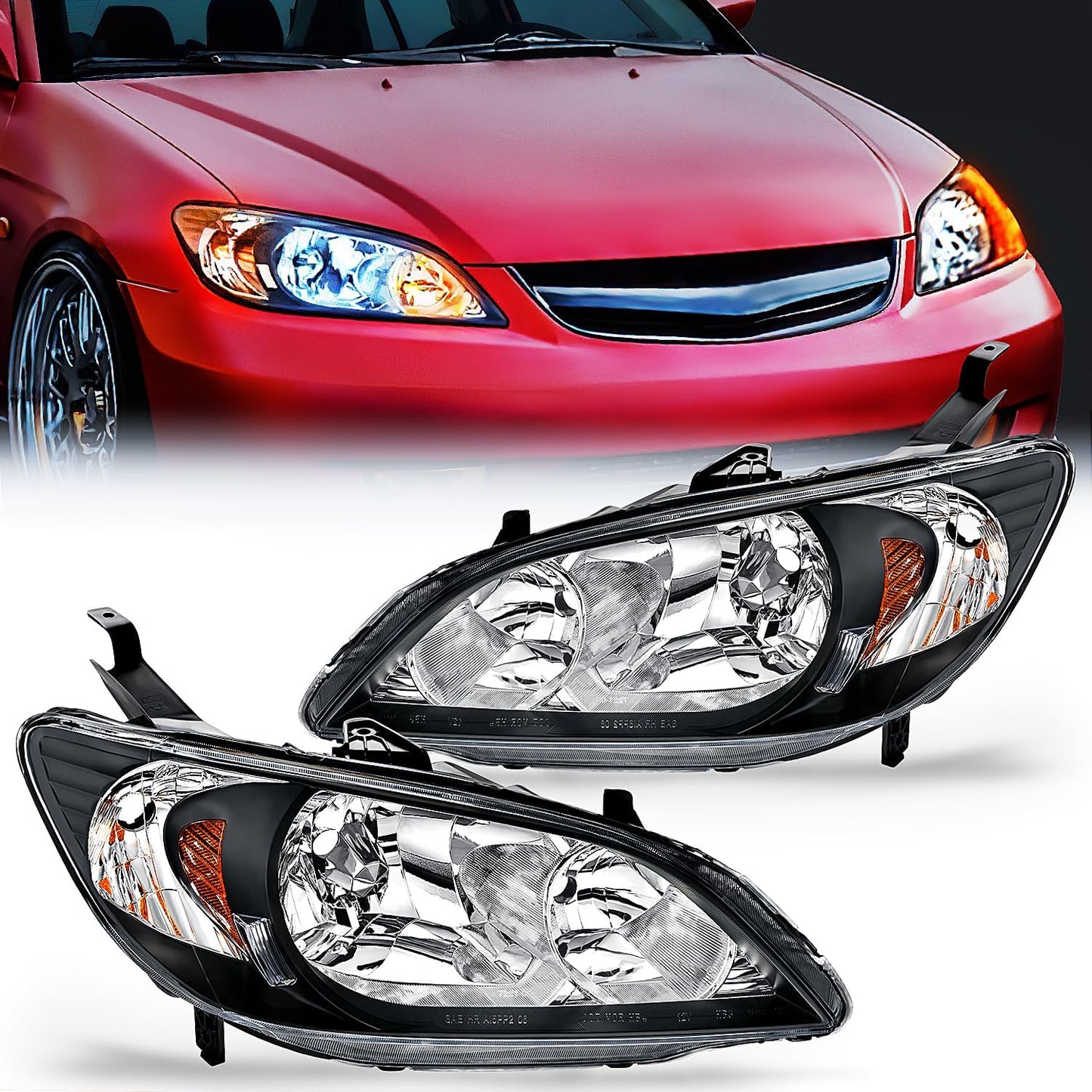 Nilight Headlight Assembly for 2004 2005 Honda Civic Models