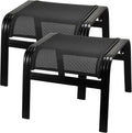 Patio Footstools Outdoor Foot Rest Aluminum Ottomans 2 Pieces