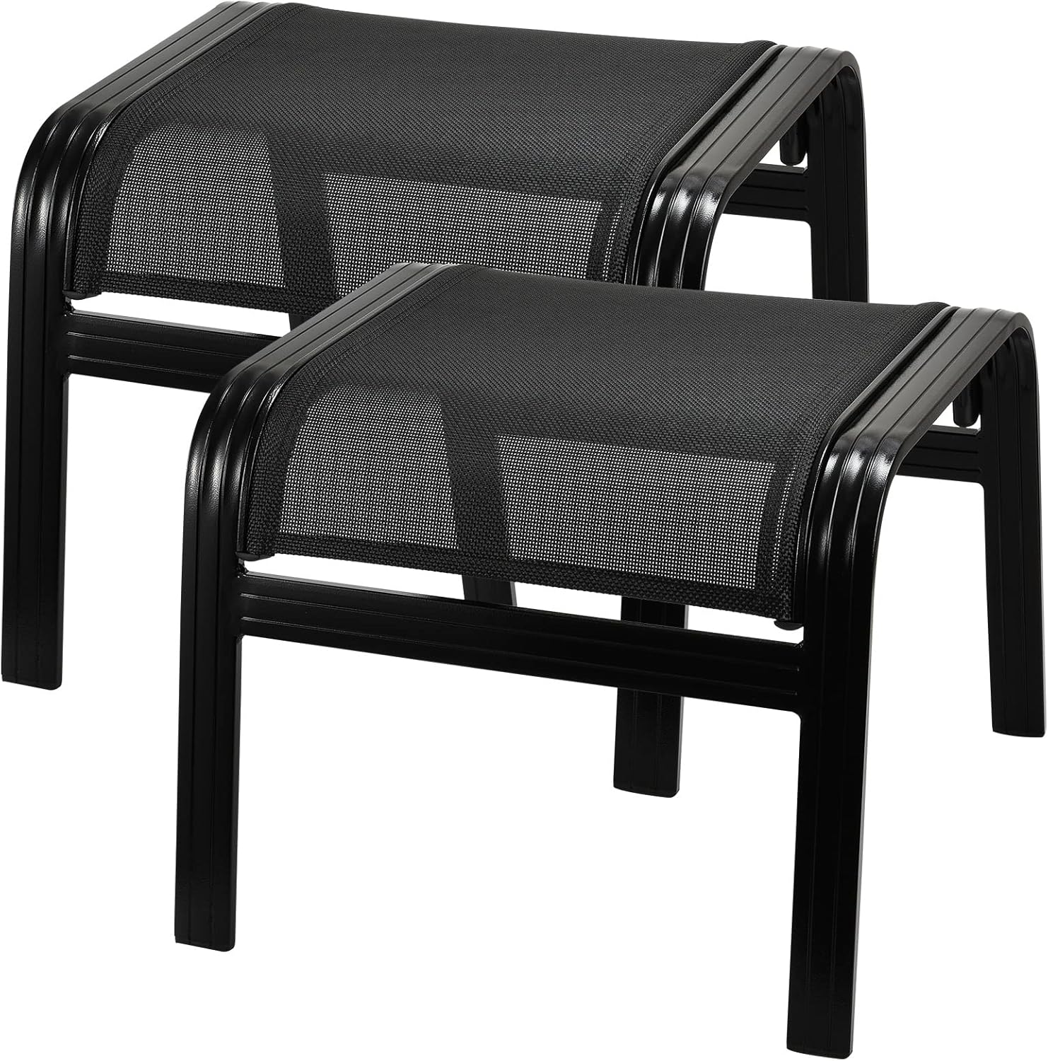 Patio Footstools Outdoor Foot Rest Aluminum Ottomans 2 Pieces