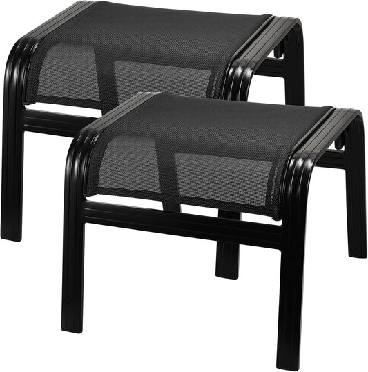 Patio Footstools Outdoor Foot Rest Aluminum Ottomans 2 Pieces
