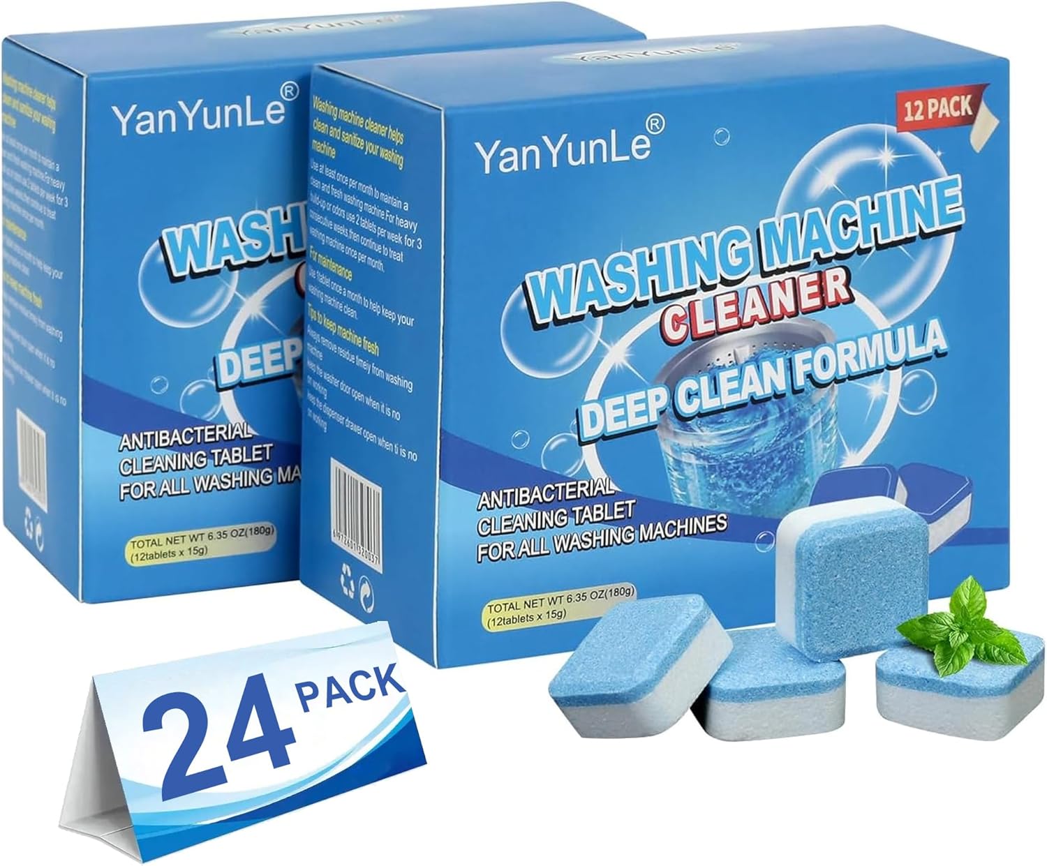 24-Pack Eco-Friendly Washing Machine Cleaner Tablets