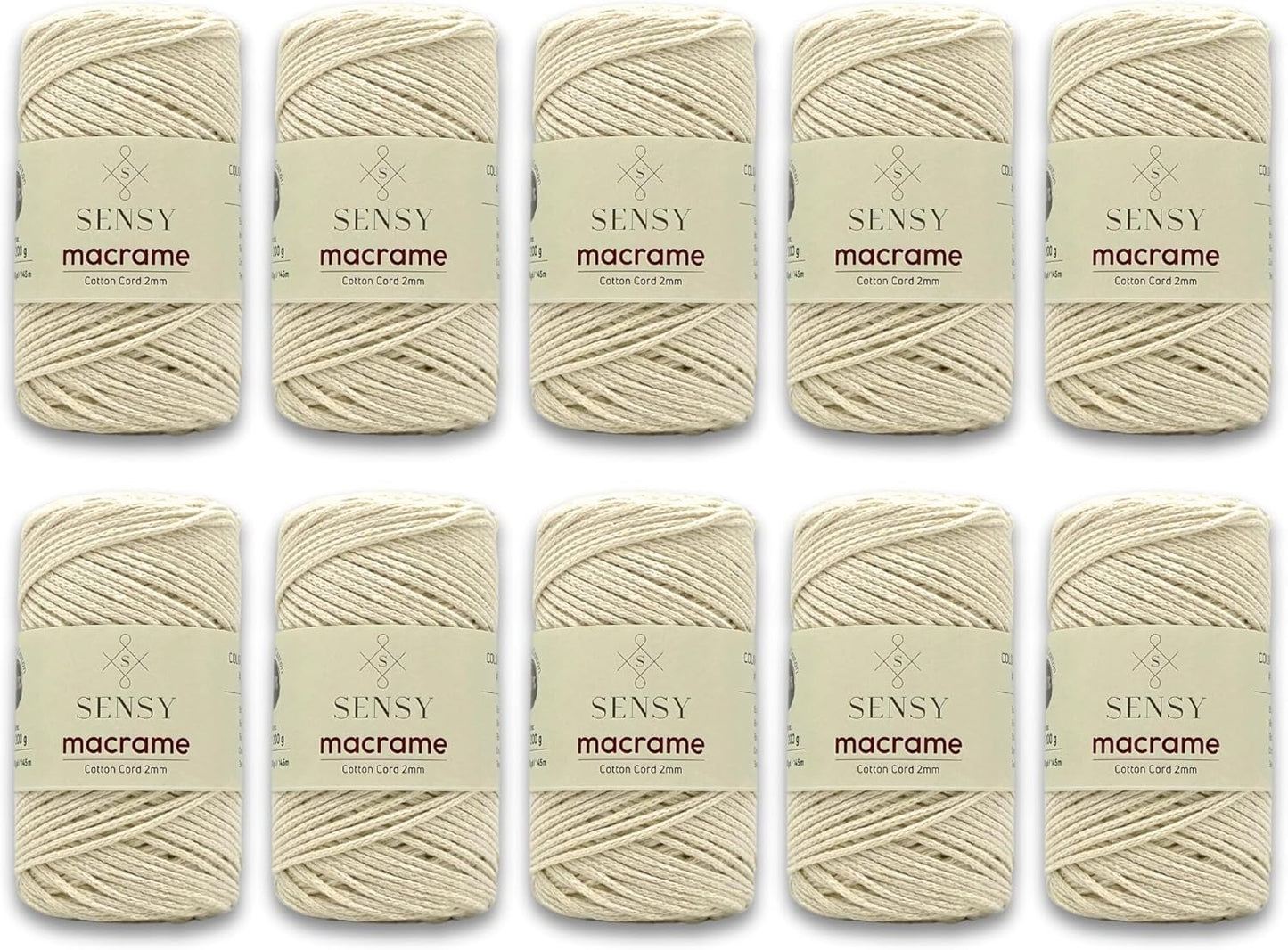 10 Skeins of 2mm Recycled Cotton Macrame Cord for Crafting