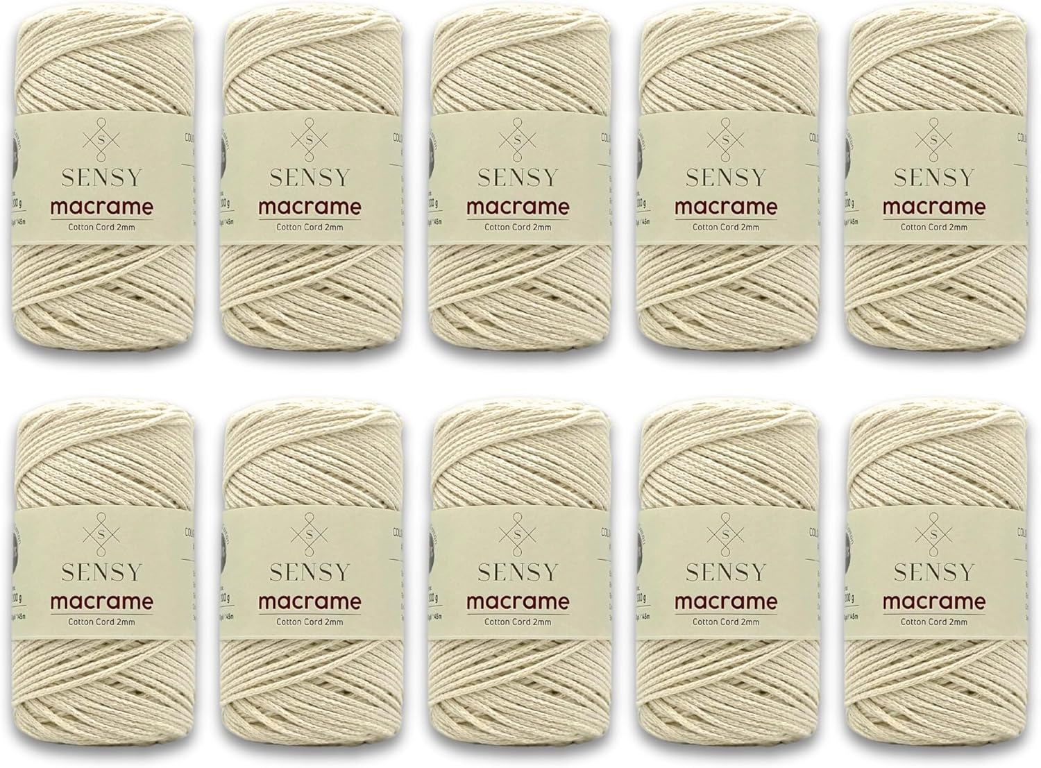 10 Skeins of 2mm Recycled Cotton Macrame Cord for Crafting