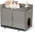 Cat Litter Box Enclosure and Hall Table - Rattan Litter Box Hider
