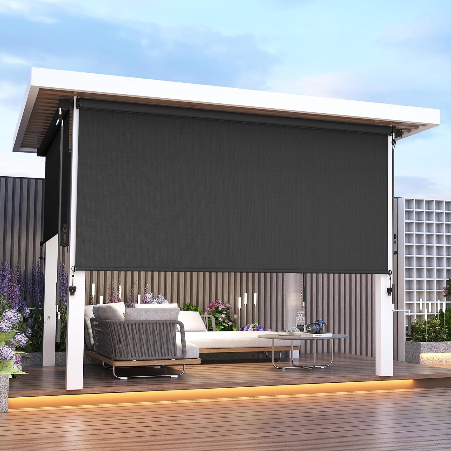 Outdoor Roller Shades for Patio with 95% UV Protection