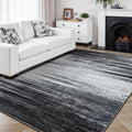 Rugflix 6x9 Area Rug - Thick Washable Low-Pile Abstract Grey Black