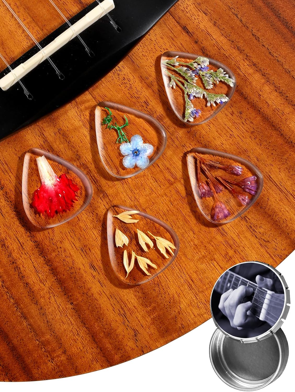 Swooflia Cute Flower Guitar Picks - 5 Pack Medium