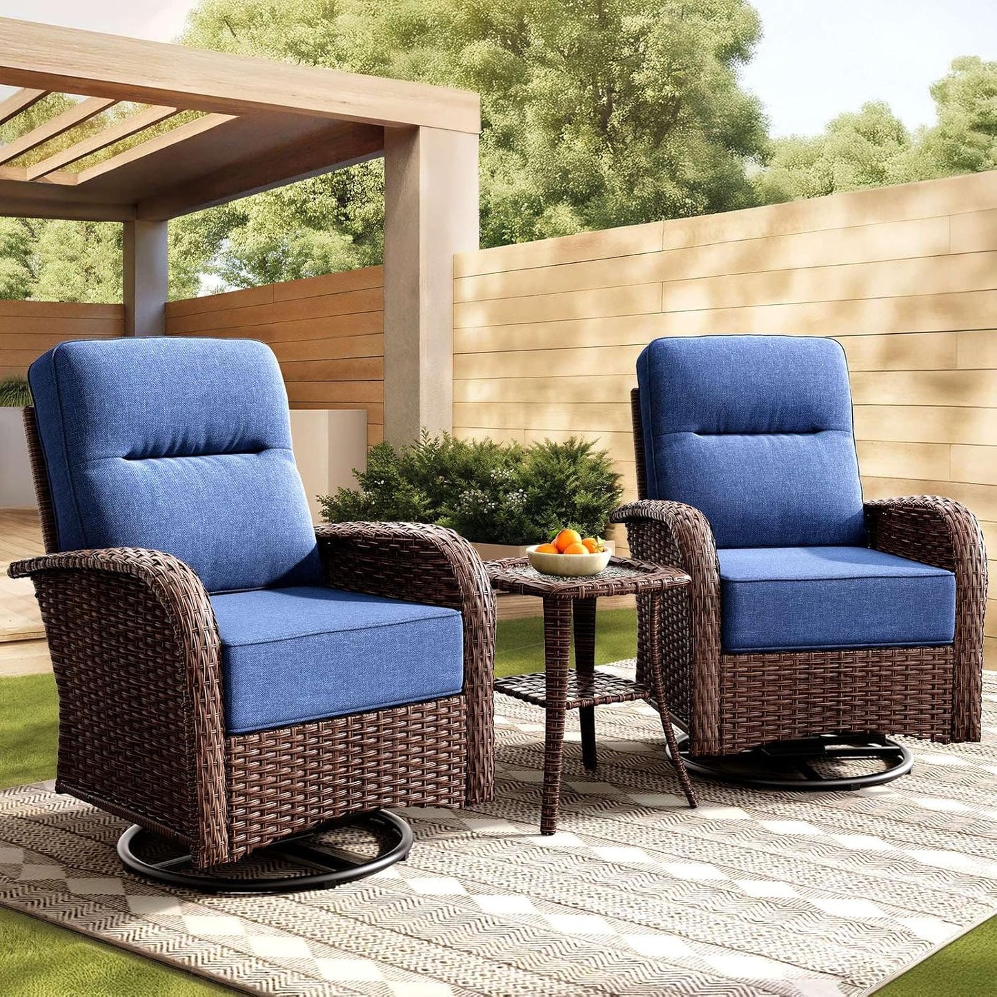 Patio Furniture Set with 6-Inch Thick Cushions for Comfort