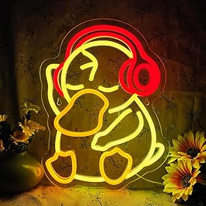 Anime Duck Neon Sign with Headphones for Unique Wall Decor