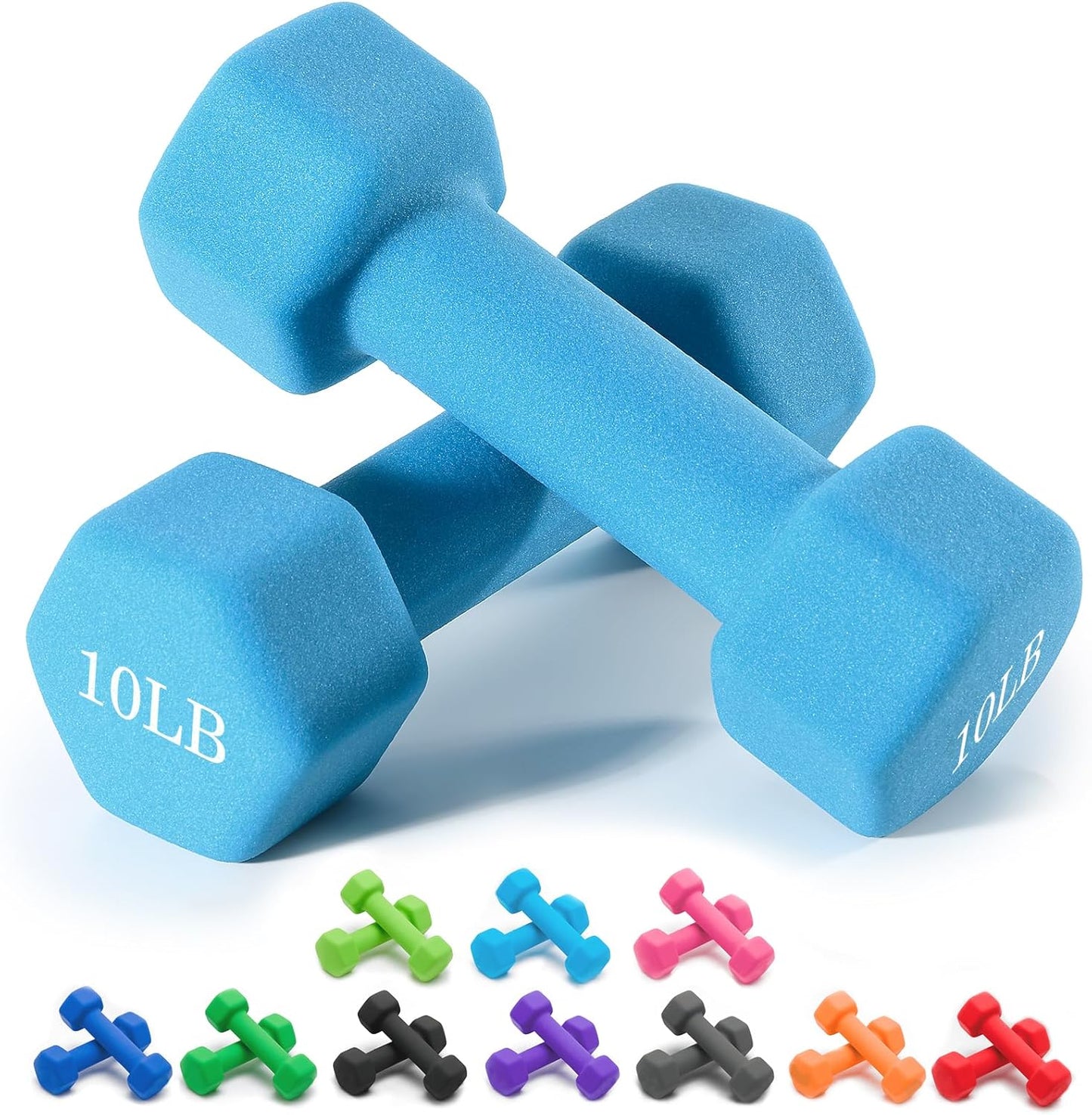 Portzon Weights Dumbbells Set of 2 Neoprene 1-15 LB Options