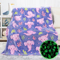 Cute Axolotl Blanket Glow in The Dark Throw Blanket 60x80 - Cozy Glow