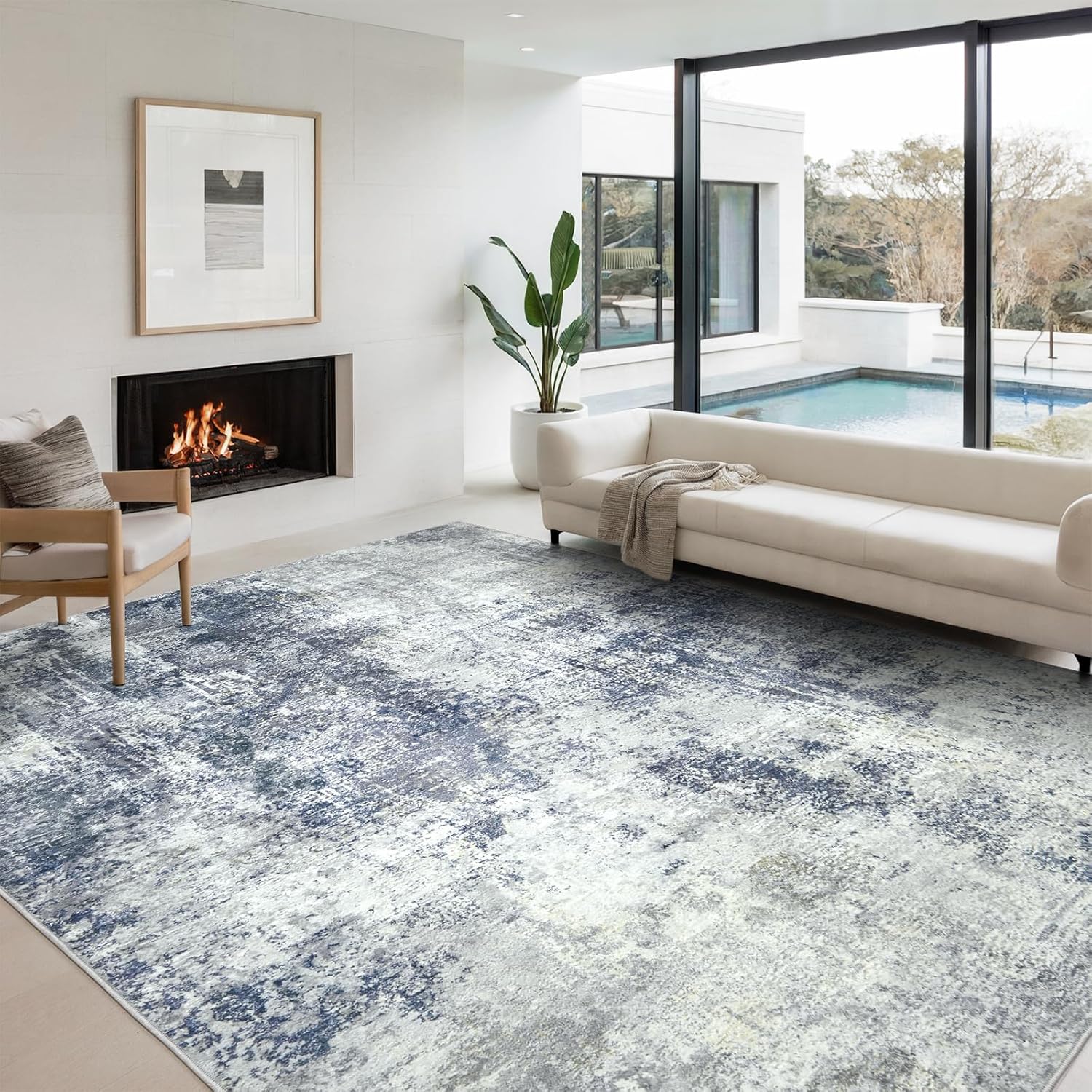 8x10 Washable Modern Area Rug: Non-Slip Soft Luxury