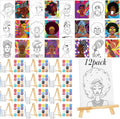 Pre Drawn Canvas 12 Pack for Sip and Paint Parties - Afro Queen Set