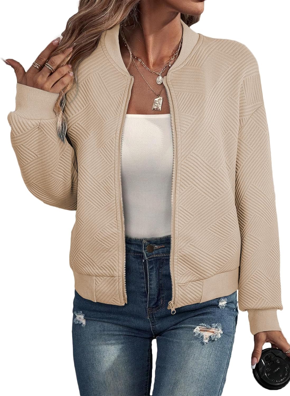 EVALESS Womens Bomber Jacket Coat for Stylish Fall Fashion