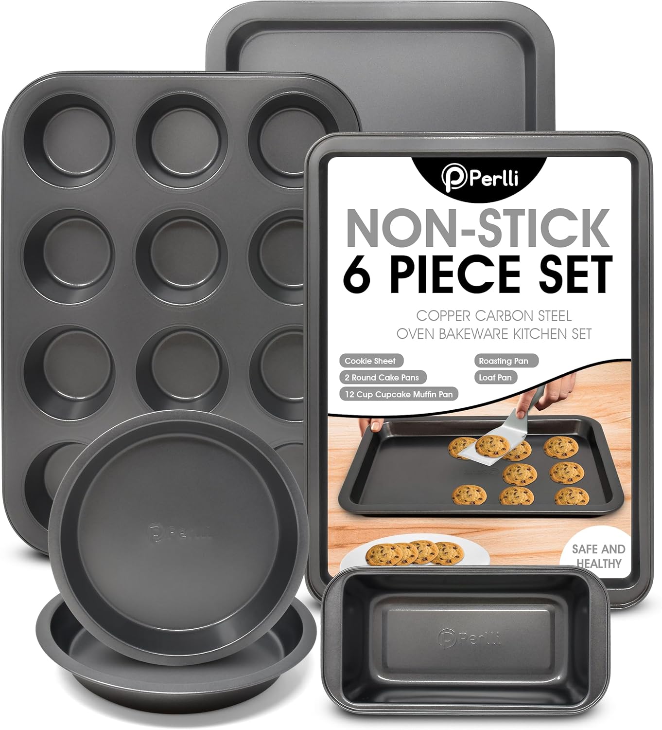 Perlli Baking Set 6 Nonstick Carbon Steel Bakeware for All