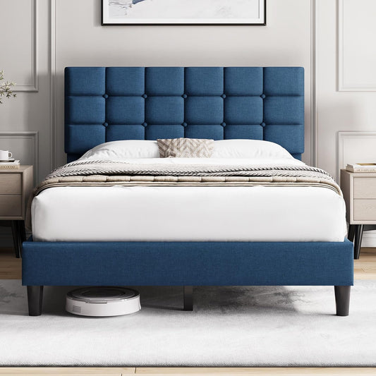 Yaheetech Upholstered Bed Frame with Adjustable Headboard