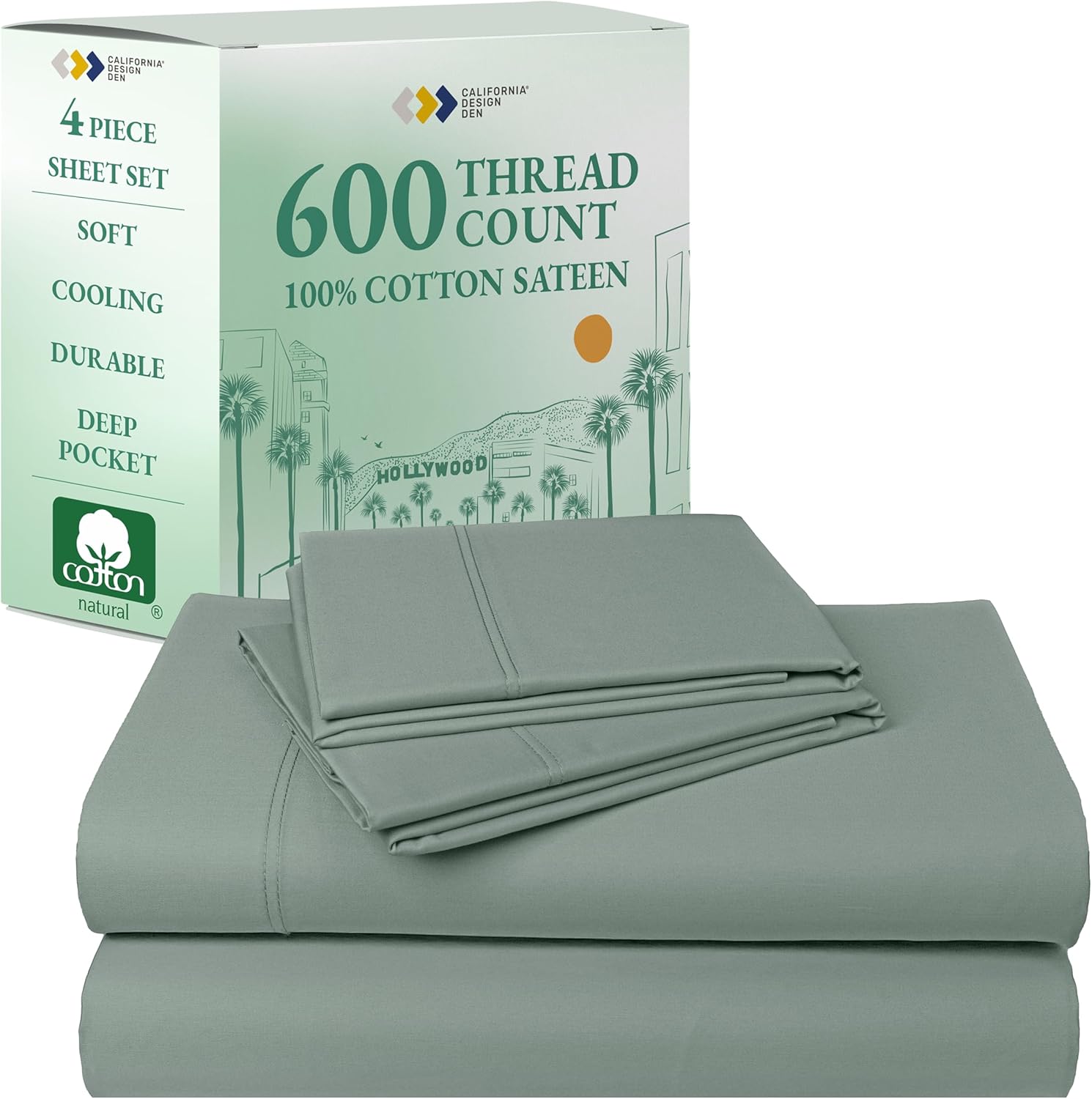California King Sheet Set - 100% Cotton, 600 Thread Count Luxury