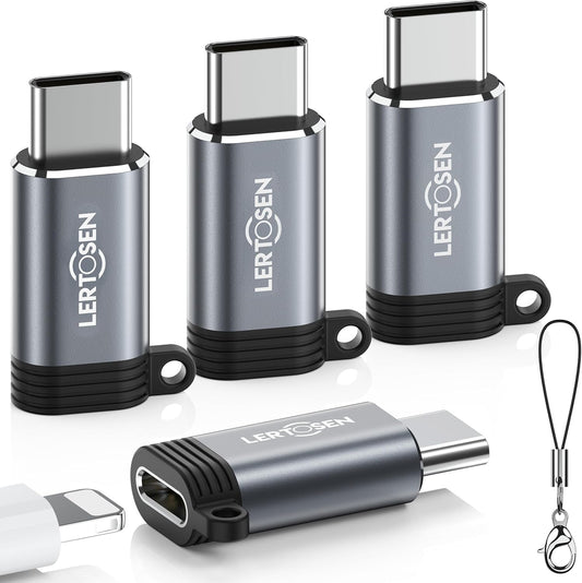 Fast Charging Lightning to USB C Adapter Set - iPhone 15/16 Pro Max/Samsung S24/iPad Air - Lertosen