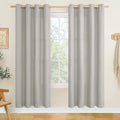 Light Grey Linen Curtains 80 in Long - Textured Light Filtering Panels