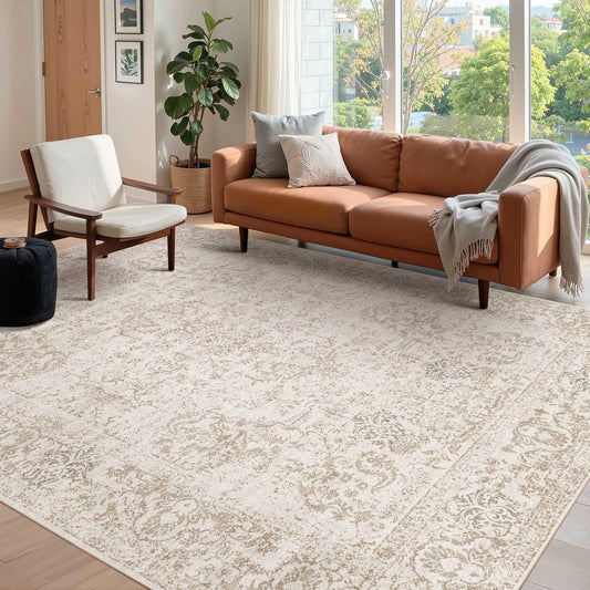 6x9 Washable Area Rug for Living Room, Vintage Boho Design