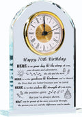 70th Birthday Gifts for Women Men - Unique Crystal Clock Present