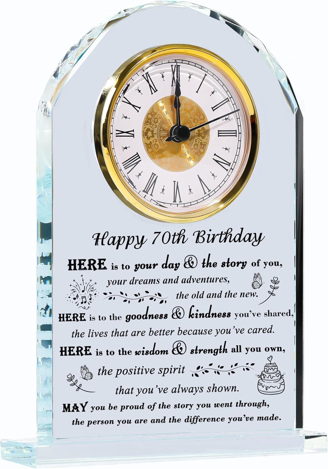 70th Birthday Gifts for Women Men - Unique Crystal Clock Present