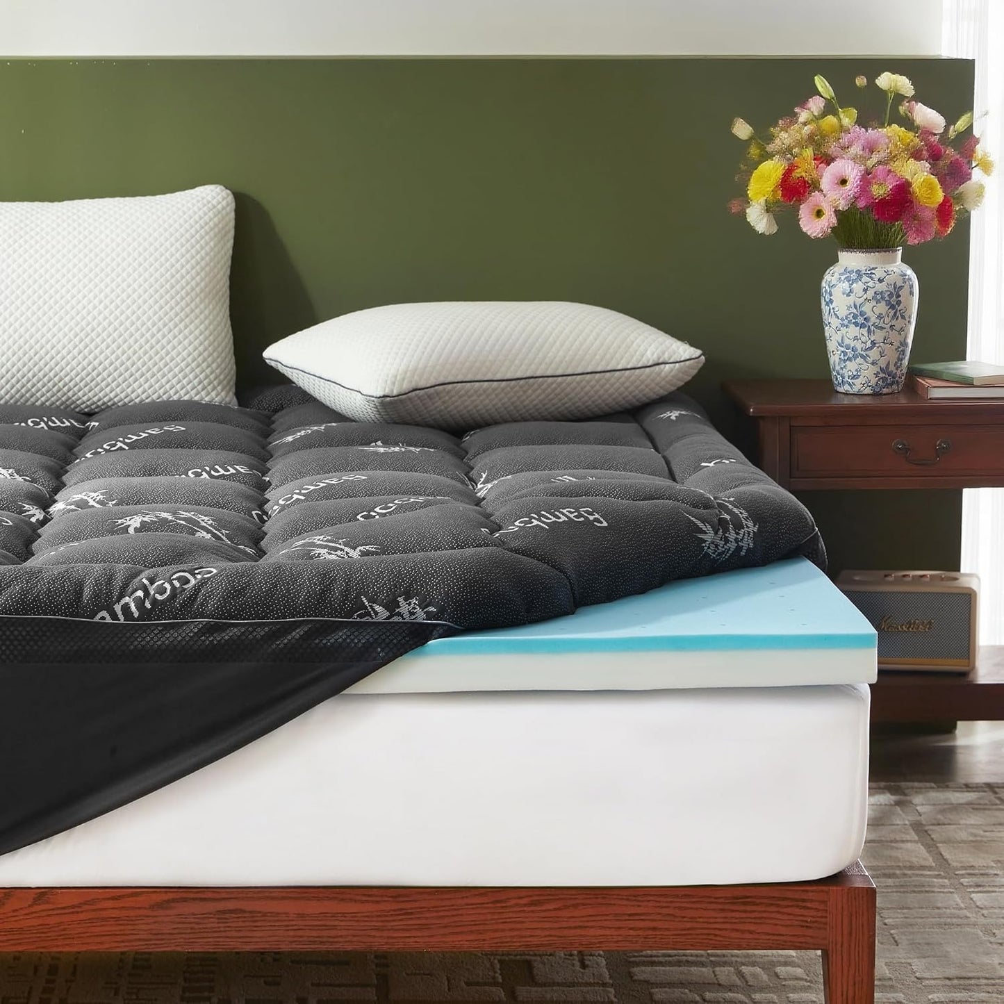 4 Inch Memory Foam Mattress Topper for Twin Beds - Dual Layer
