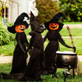 Halloween Decorations Set of 3 Light Up Pumpkins Witches - Life-Size