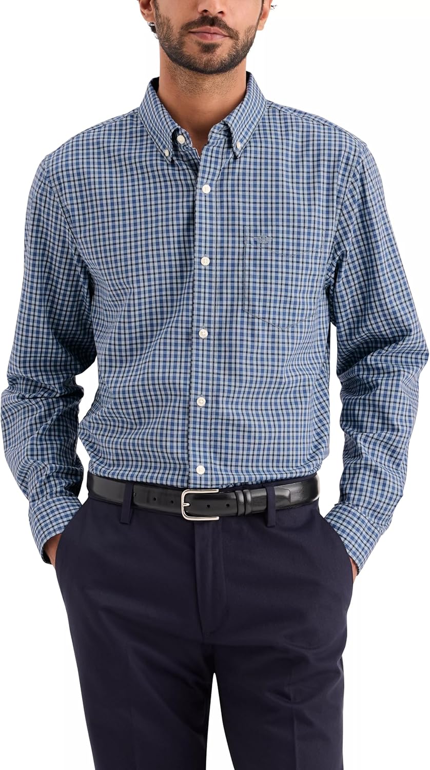 Dockers Mens Classic Fit Long Sleeve Shirt with Stain Defender