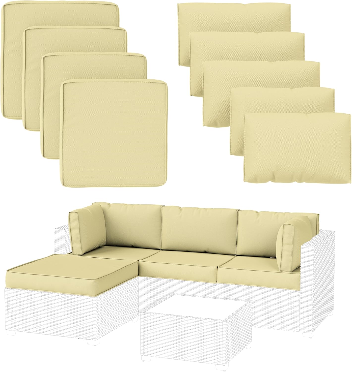 9 Pack Patio Cushion Covers for Outdoor Furniture Set Replacement