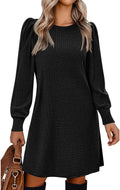 Zeagoo Women's Knit Dress with Puff Sleeves - Cozy Fall Tunic Dress If