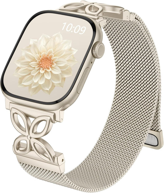 Stylish Metal Apple Watch Band in Starlight