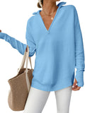 ANRABESS Womens Long Sleeve Quarter Zip Pullover Sweater - Casual Any