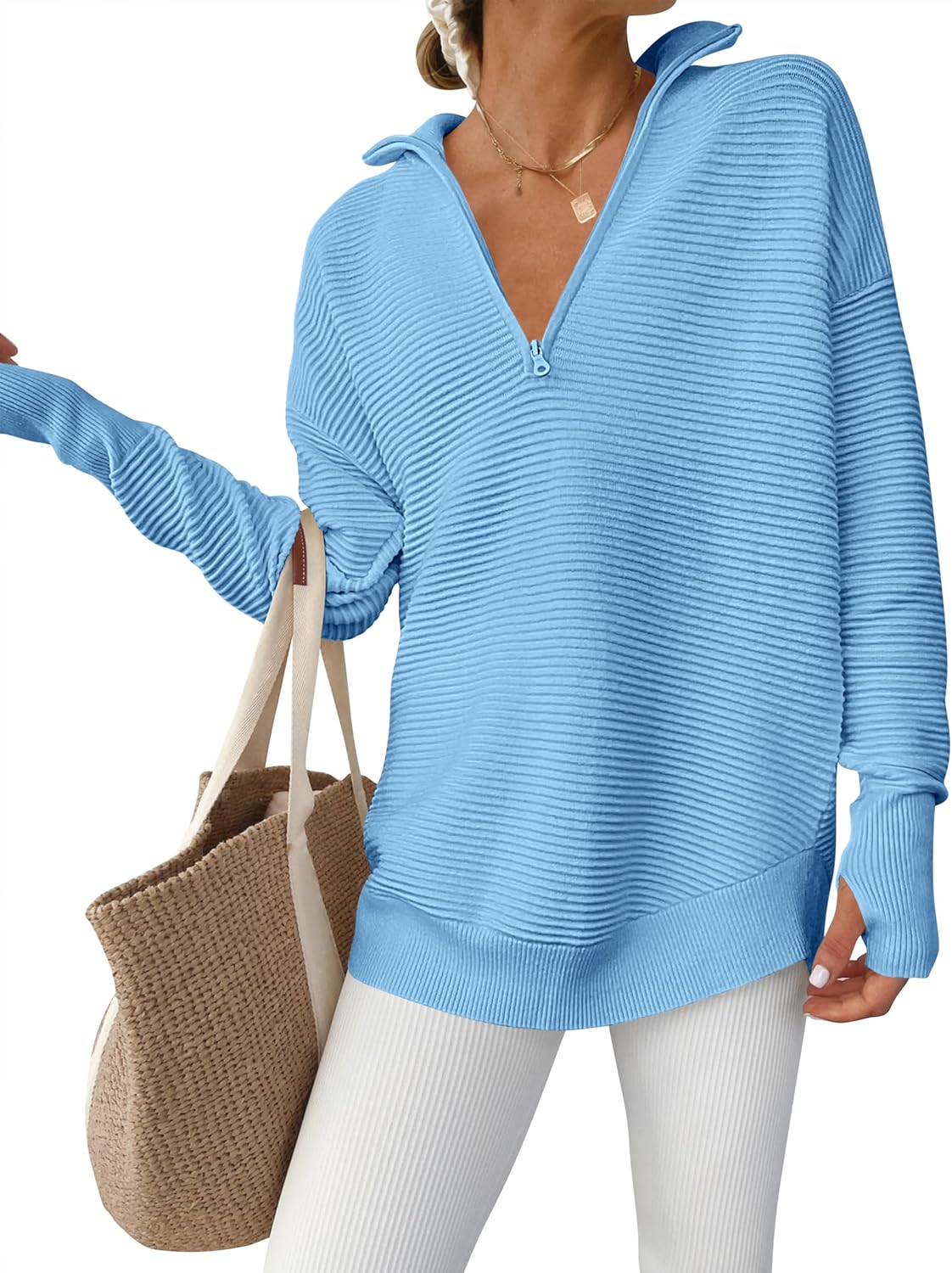 ANRABESS Womens Long Sleeve Quarter Zip Pullover Sweater Review