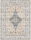 Washable Oriental Area Rug 9x12 - Waterproof Vintage Floral Distressed