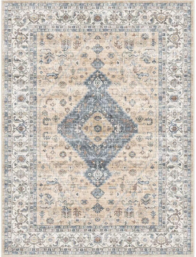 Washable Oriental Area Rug 9x12 for Living Room Comfort