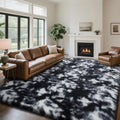 Fluffy Rug Shaggy Area Rug Mottling Black 8x10 - Ultra Soft Comfort