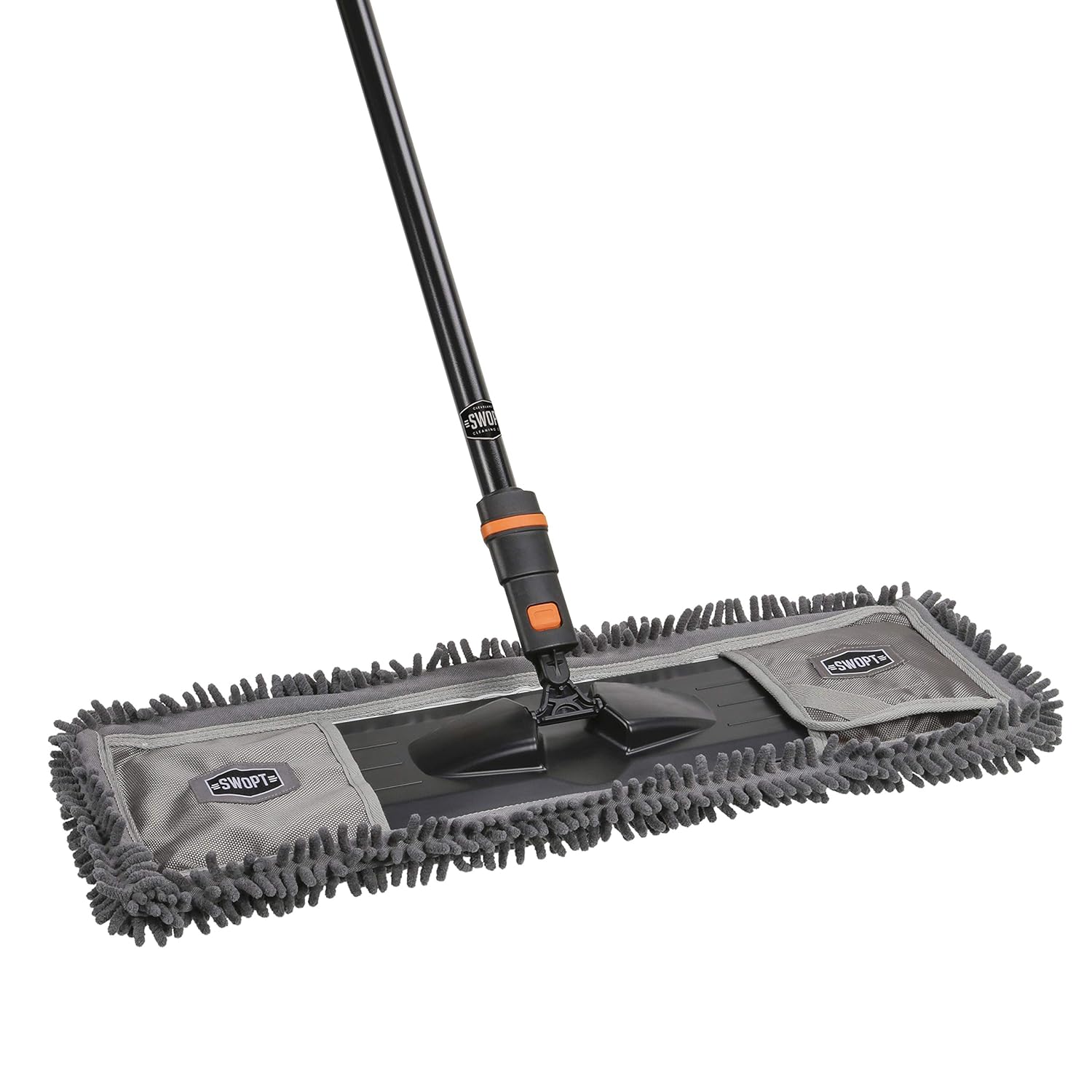 SWOPT 24 Microfiber Dust Mop with 60 in Steel Handle Combo Pack