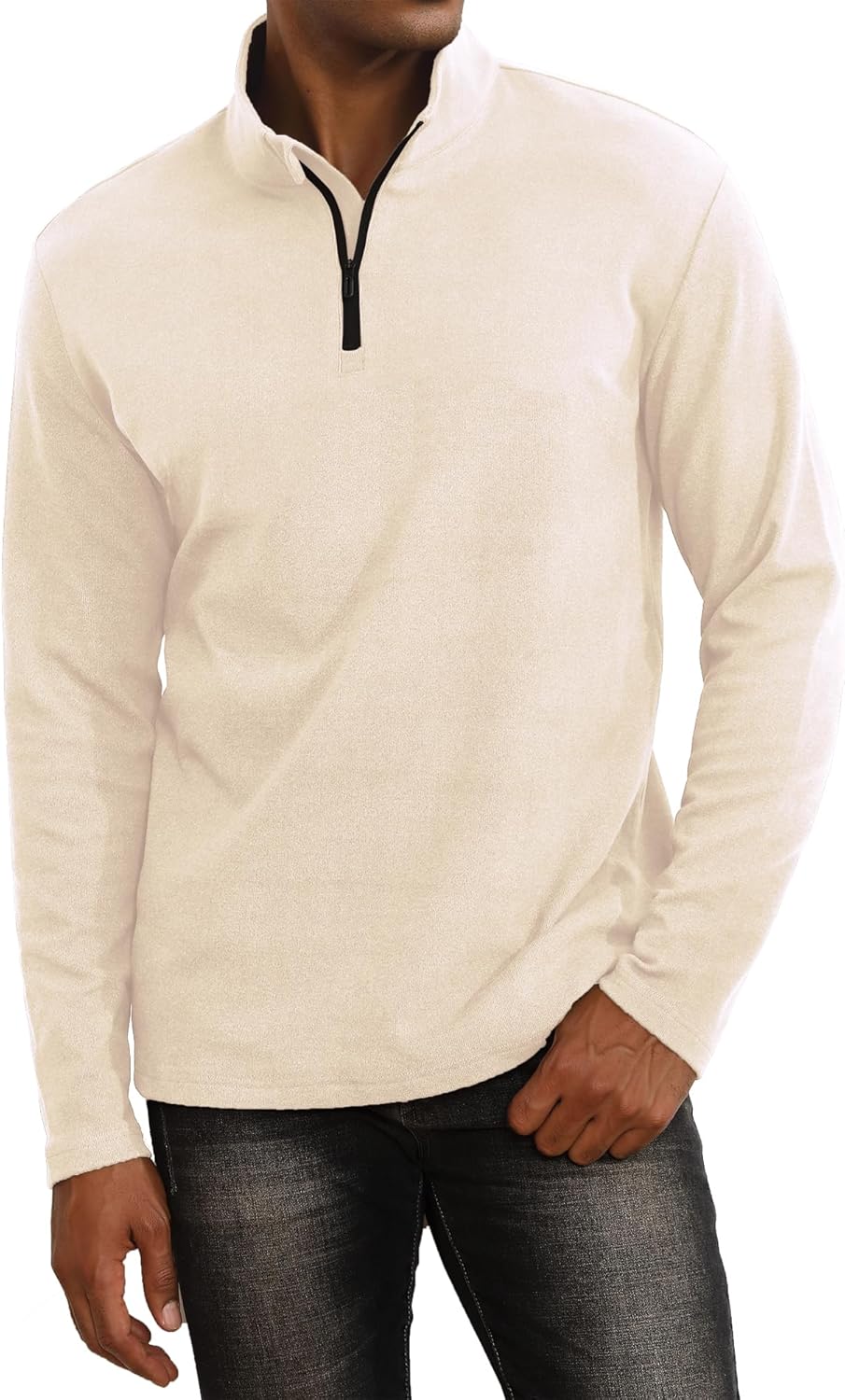 Thkzn Men's Thermal Quarter Zip Sweatshirt