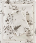 Woolrich Cotton Flannel Sheet Set King Gray Deer Toile - Warm Comfort