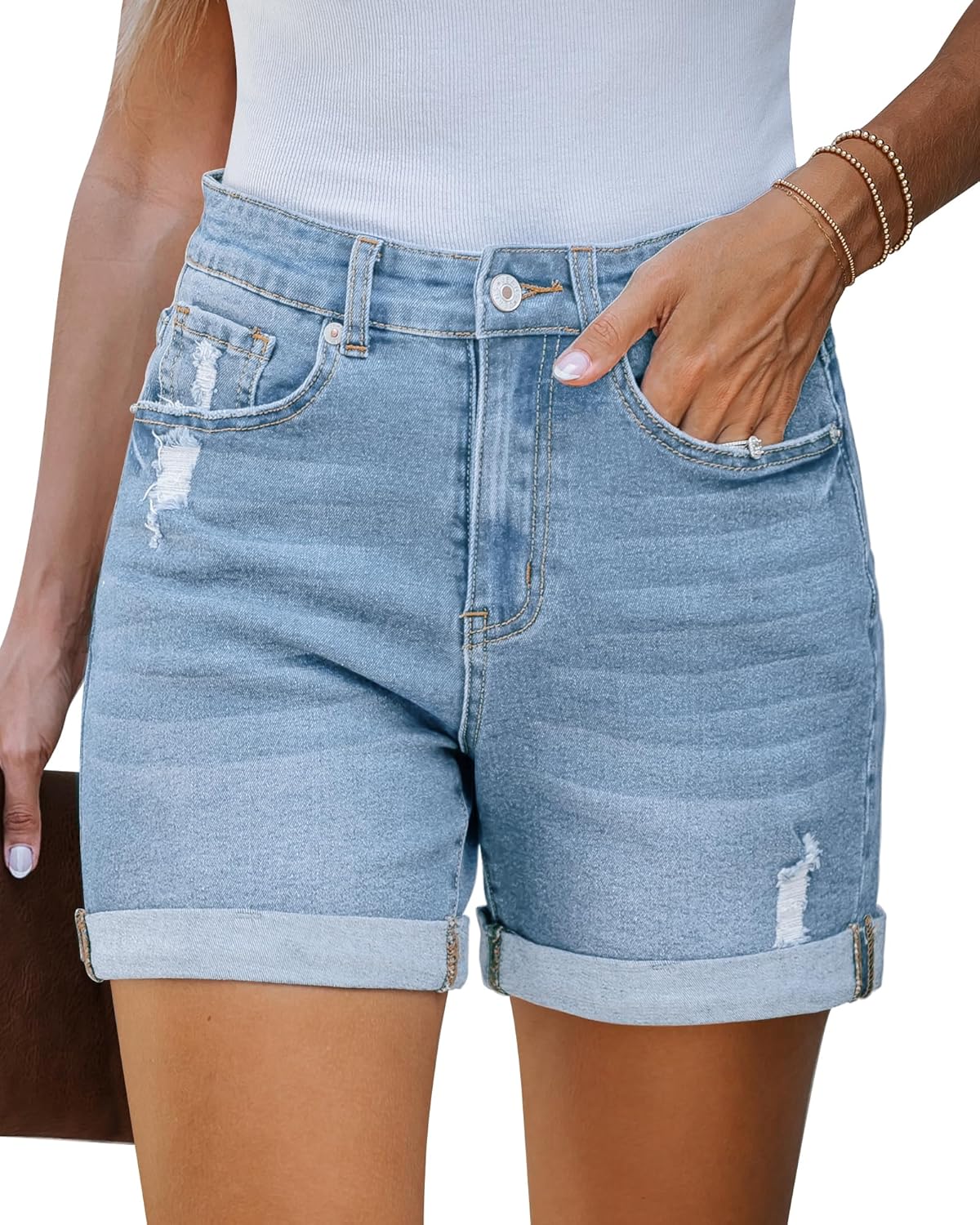 LookbookStore Jean Shorts Womens High Waisted Distressed Denim